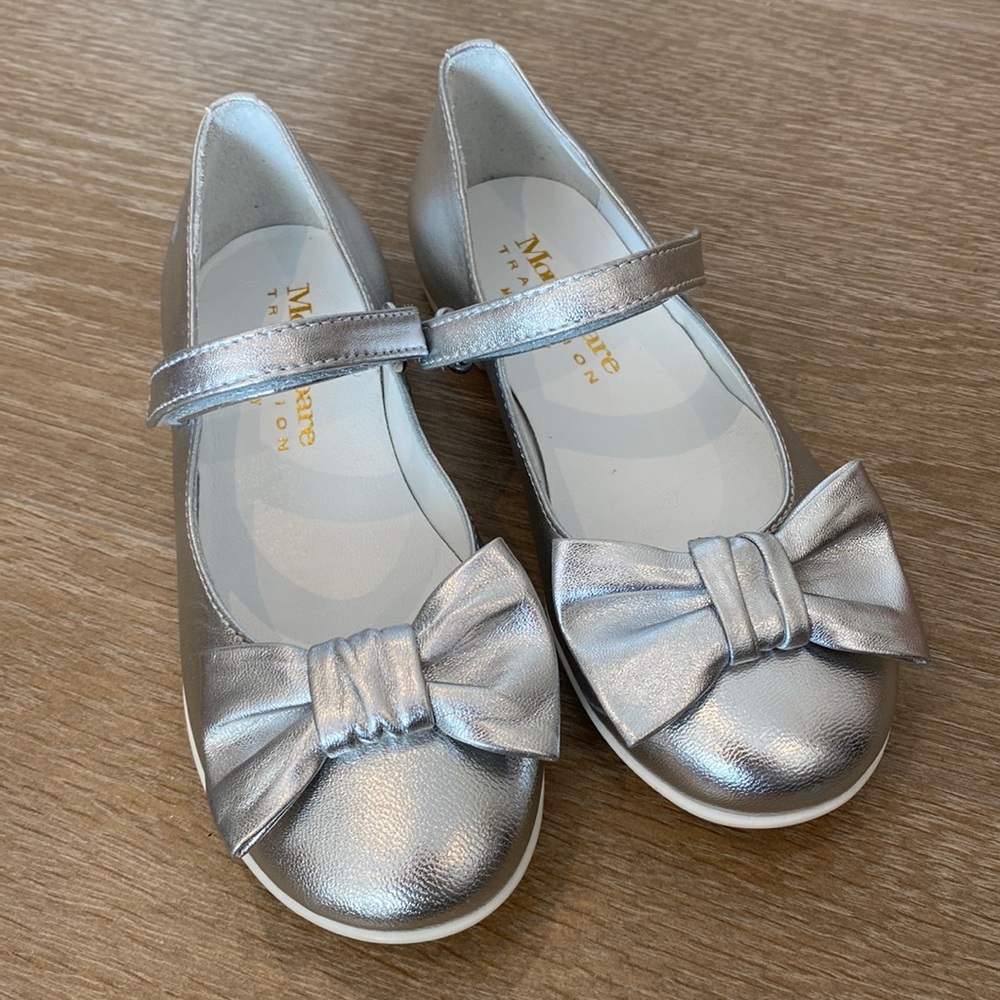 Montelpare silver ballet flats, Size 29, made in Italy